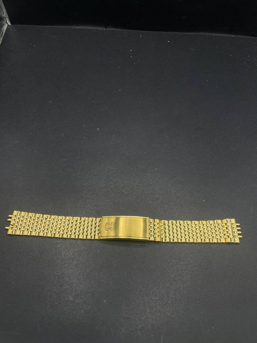 Omega 18mm Beads of Rice Watch Bracelet Band Gold Tone Stainless Steel Clasp